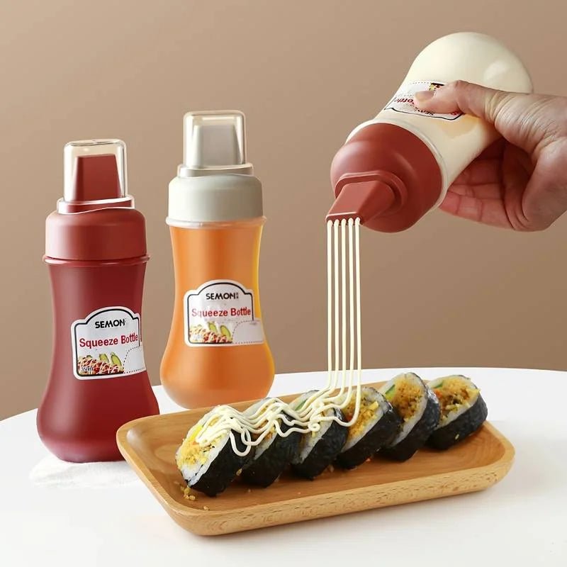 Bouteille à presser anti - fuite pour condiments, contenant pour salade, ketchup, confiture de miel, accessoire de cuisine, 1/2/3 pièces - House Tools Store