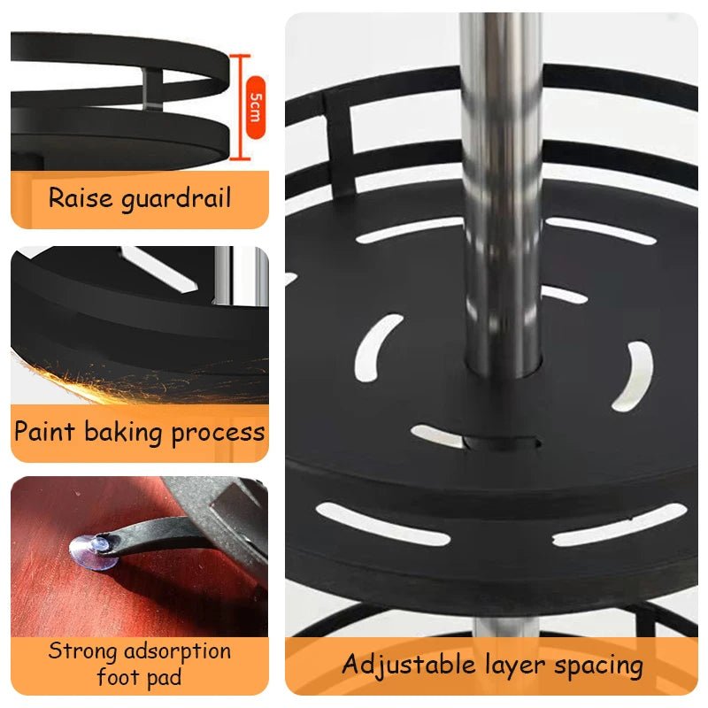 Bocal à épices en acier au carbone antidérapant, rotation à 360 °, boîtes T1, accessoires de cuisine, assiette de rangement pour assaisonnements et épices - House Tools Store