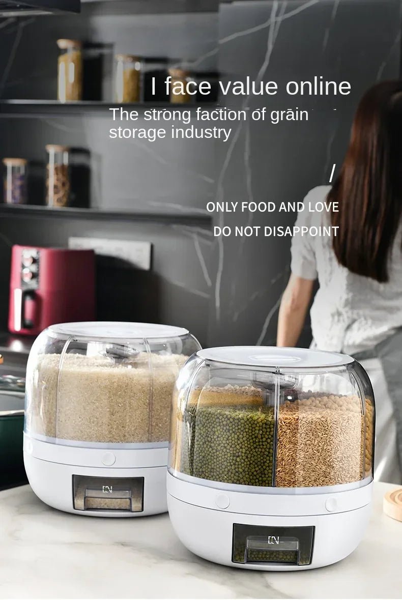 Distributeur Rotatif de Riz Scellé et Résistant à l'Humidité, Boîte de Rangement pour Céréales Sèches, Récipient de Cuisine, Mars E27, 360 - House Tools Store