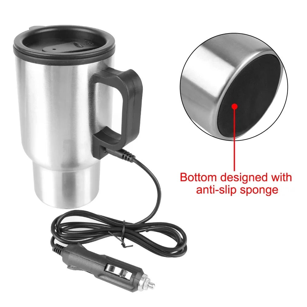 Bouilloire de voiture chauffante électrique, tasse thermique, acier inoxydable, tasse chauffante pour véhicule, eau, café, lait, camping, voyage, 12V, 450ml - House Tools Store