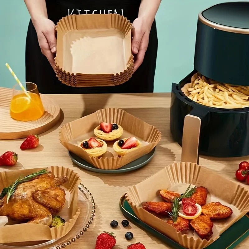 Friteuse à air doublée de papier antiadhésif, four à micro - ondes, facile à nettoyer et à séparer, cuisson plus saine, 50 paquets - House Tools Store