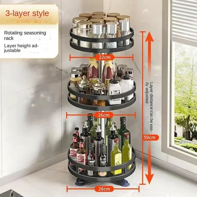 Bocal à épices en acier au carbone antidérapant, rotation à 360 °, boîtes T1, accessoires de cuisine, assiette de rangement pour assaisonnements et épices - House Tools Store