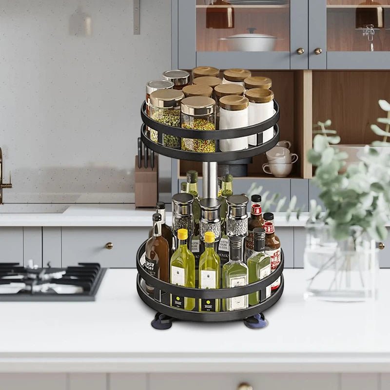 Bocal à épices en acier au carbone antidérapant, rotation à 360 °, boîtes T1, accessoires de cuisine, assiette de rangement pour assaisonnements et épices - House Tools Store