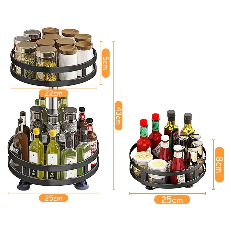 Bocal à épices en acier au carbone antidérapant, rotation à 360 °, boîtes T1, accessoires de cuisine, assiette de rangement pour assaisonnements et épices - House Tools Store