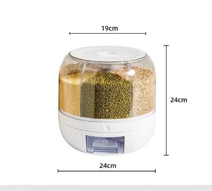 Distributeur Rotatif de Riz Scellé et Résistant à l'Humidité, Boîte de Rangement pour Céréales Sèches, Récipient de Cuisine, Mars E27, 360 - House Tools Store