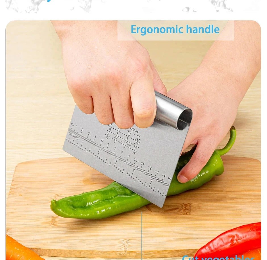 Spatule à pâte en acier inoxydable avec échelle de mesure, grattoir à gâteau polyvalent, couteau en plastique, ustensiles de cuisine - House Tools Store