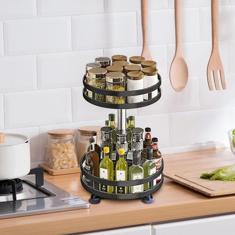 Bocal à épices en acier au carbone antidérapant, rotation à 360 °, boîtes T1, accessoires de cuisine, assiette de rangement pour assaisonnements et épices - House Tools Store