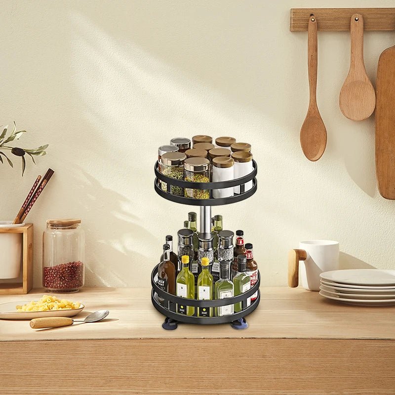 Bocal à épices en acier au carbone antidérapant, rotation à 360 °, boîtes T1, accessoires de cuisine, assiette de rangement pour assaisonnements et épices - House Tools Store