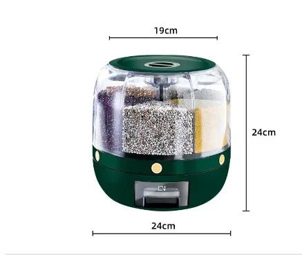 Distributeur Rotatif de Riz Scellé et Résistant à l'Humidité, Boîte de Rangement pour Céréales Sèches, Récipient de Cuisine, Mars E27, 360 - House Tools Store