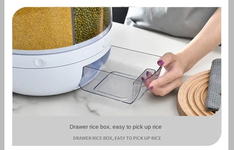 Distributeur Rotatif de Riz Scellé et Résistant à l'Humidité, Boîte de Rangement pour Céréales Sèches, Récipient de Cuisine, Mars E27, 360 - House Tools Store