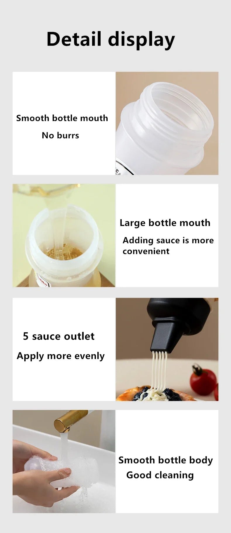 Bouteille à presser anti - fuite pour condiments, contenant pour salade, ketchup, confiture de miel, accessoire de cuisine, 1/2/3 pièces - House Tools Store