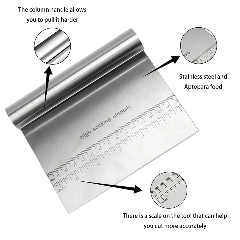 Spatule à pâte en acier inoxydable avec échelle de mesure, grattoir à gâteau polyvalent, couteau en plastique, ustensiles de cuisine - House Tools Store