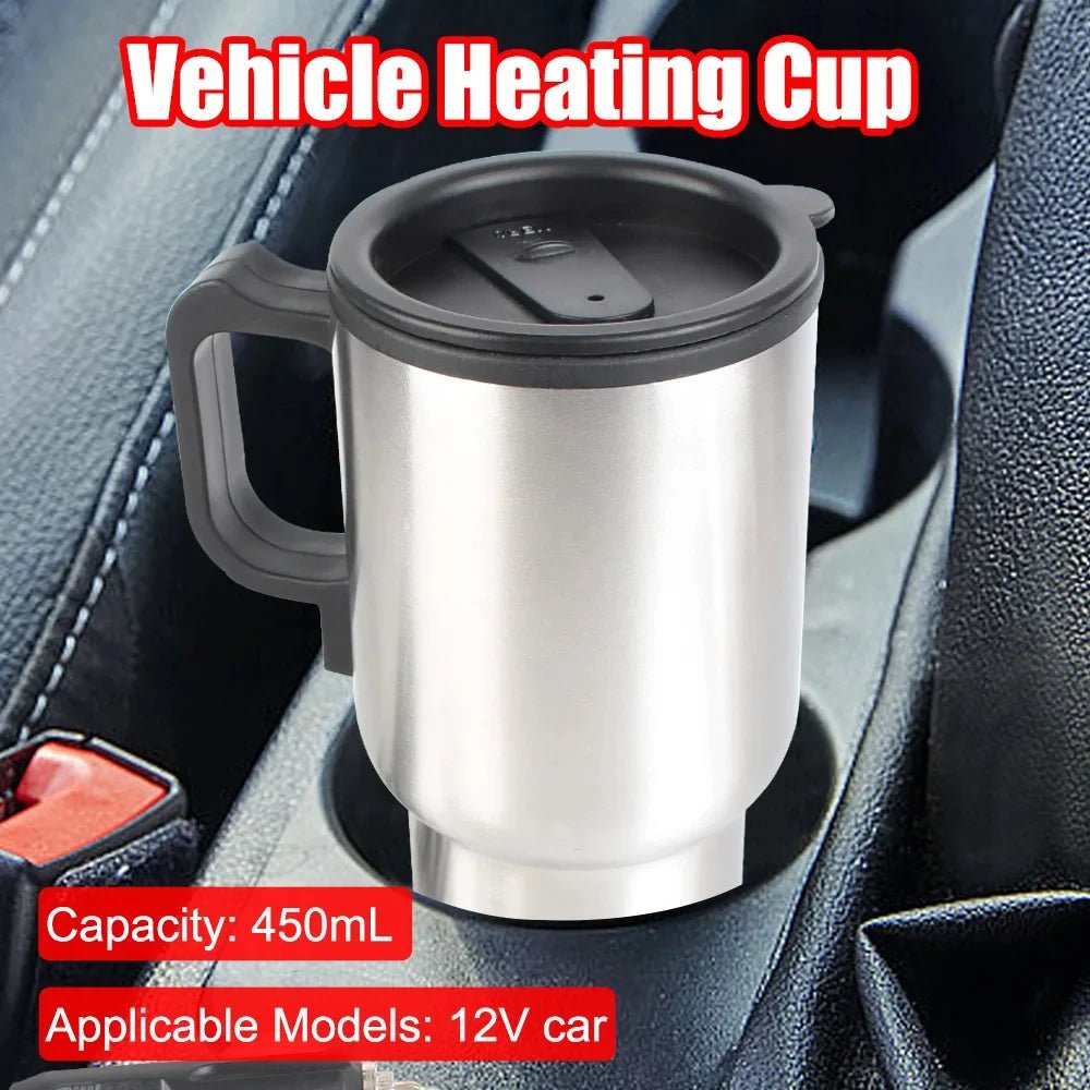 Bouilloire de voiture chauffante électrique, tasse thermique, acier inoxydable, tasse chauffante pour véhicule, eau, café, lait, camping, voyage, 12V, 450ml - House Tools Store