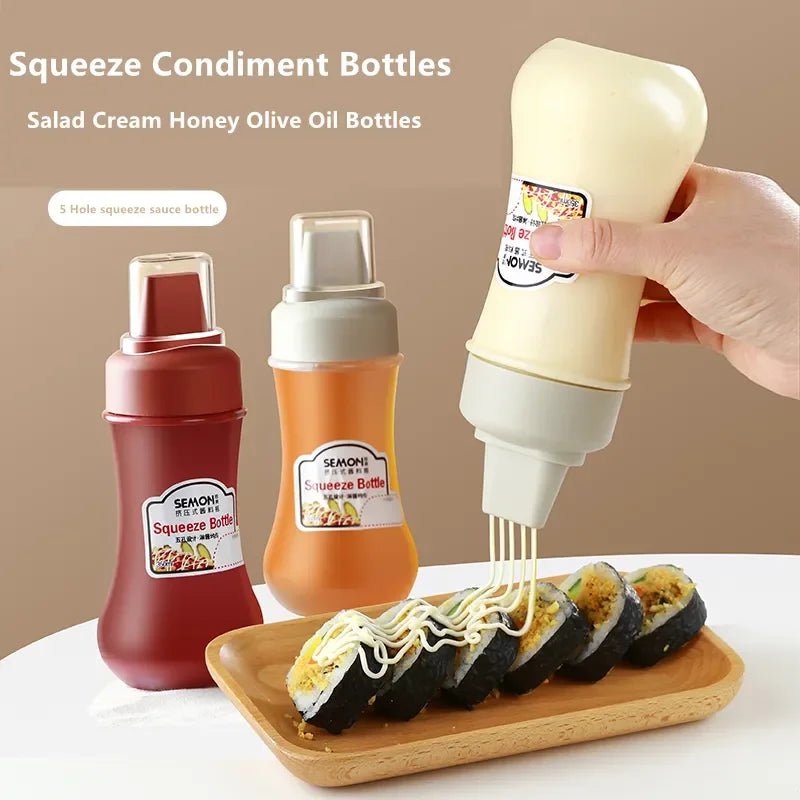 Bouteille à presser anti - fuite pour condiments, contenant pour salade, ketchup, confiture de miel, accessoire de cuisine, 1/2/3 pièces - House Tools Store