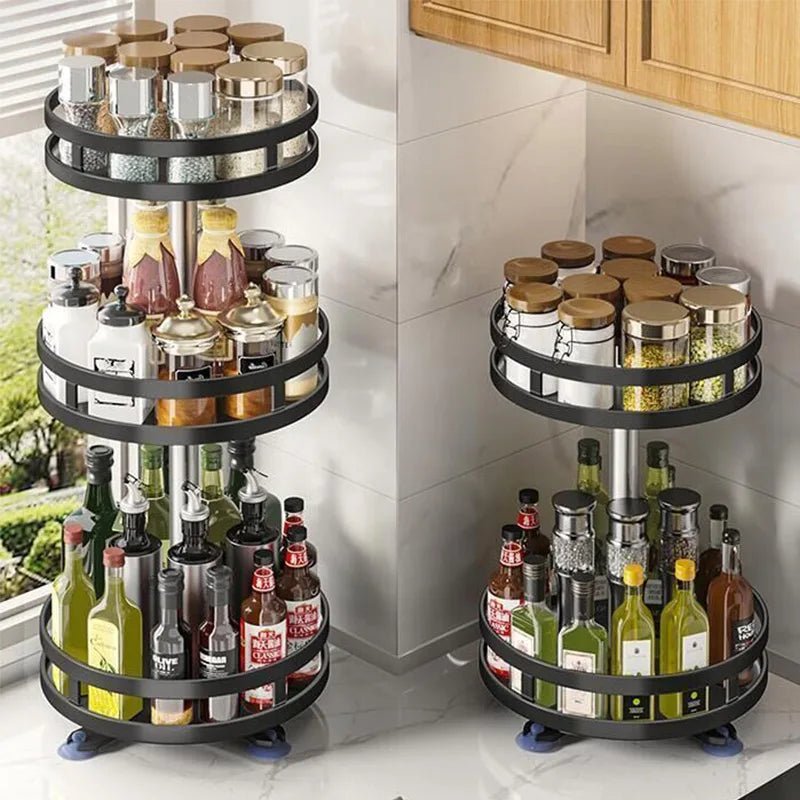 Bocal à épices en acier au carbone antidérapant, rotation à 360 °, boîtes T1, accessoires de cuisine, assiette de rangement pour assaisonnements et épices - House Tools Store