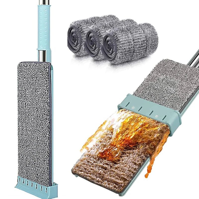 Vadrouille plate en microcarence mains libres, livres à presser, tampons de vadrouille lavables, vadrouille paresseuse, outils de nettoyage ménager, le plus récent, 2023 - House Tools Store