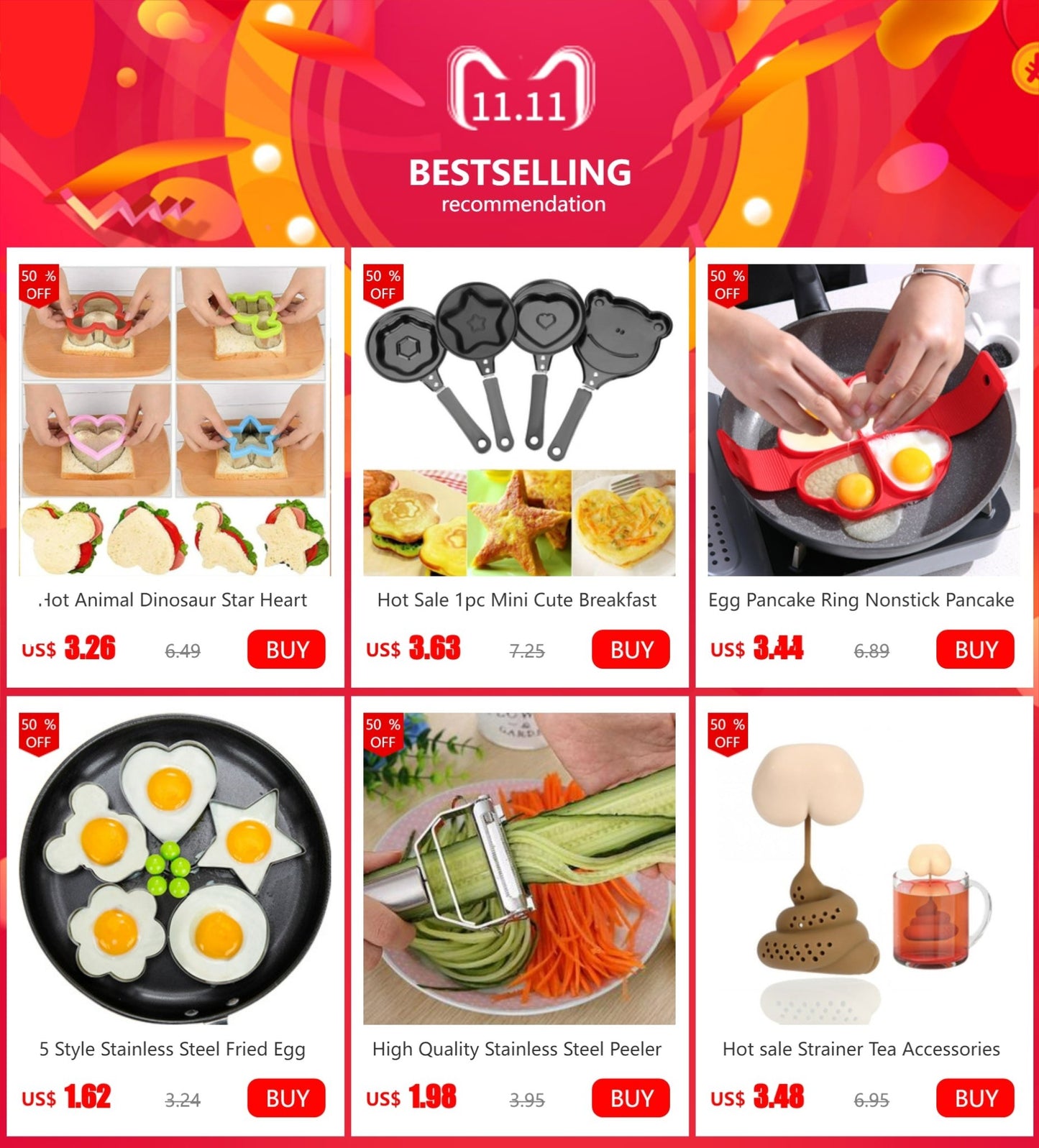 Moule à Omelette en acier inoxydable, ustensile de cuisine, forme de crêpes, œufs frits, 5 modèles - House Tools Store