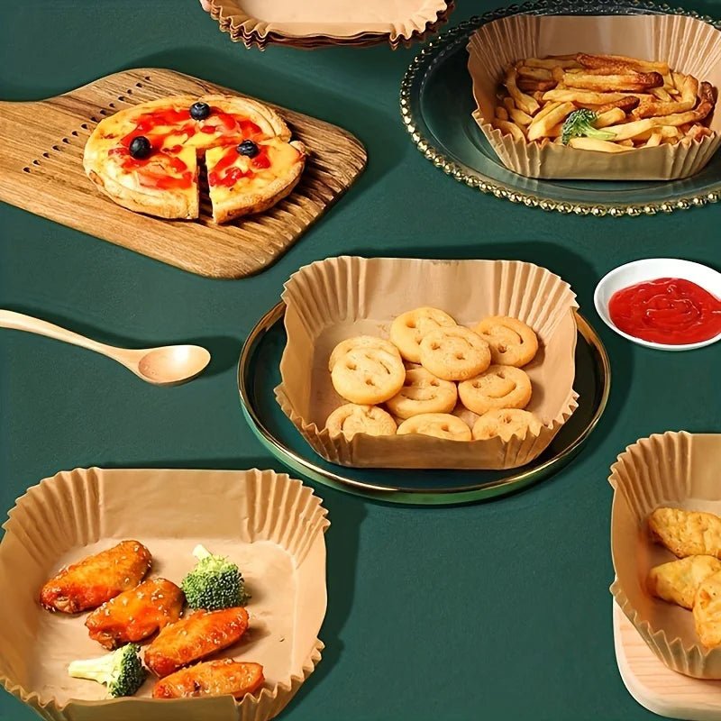 Friteuse à air doublée de papier antiadhésif, four à micro - ondes, facile à nettoyer et à séparer, cuisson plus saine, 50 paquets - House Tools Store