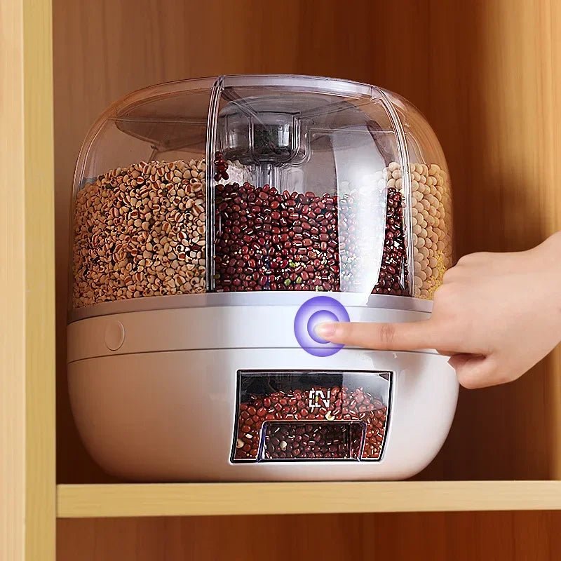 Distributeur Rotatif de Riz Scellé et Résistant à l'Humidité, Boîte de Rangement pour Céréales Sèches, Récipient de Cuisine, Mars E27, 360 - House Tools Store