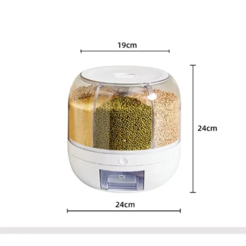 Distributeur Rotatif de Riz Scellé et Résistant à l'Humidité, Boîte de Rangement pour Céréales Sèches, Récipient de Cuisine, Mars E27, 360 - House Tools Store