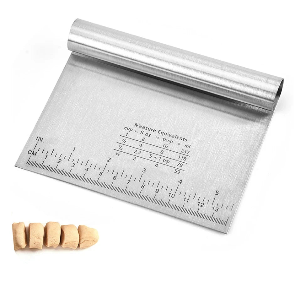 Spatule à pâte en acier inoxydable avec échelle de mesure, grattoir à gâteau polyvalent, couteau en plastique, ustensiles de cuisine - House Tools Store