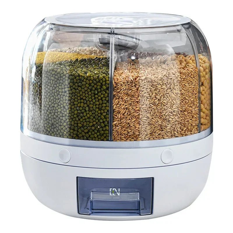 Distributeur Rotatif de Riz Scellé et Résistant à l'Humidité, Boîte de Rangement pour Céréales Sèches, Récipient de Cuisine, Mars E27, 360 - House Tools Store