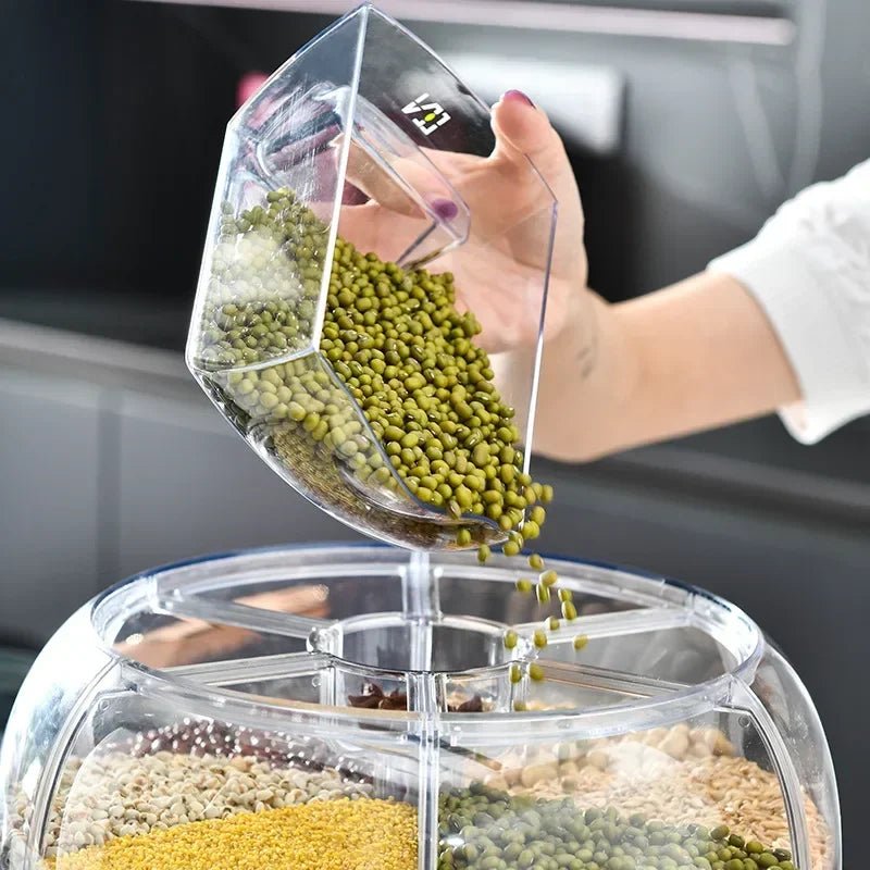 Distributeur Rotatif de Riz Scellé et Résistant à l'Humidité, Boîte de Rangement pour Céréales Sèches, Récipient de Cuisine, Mars E27, 360 - House Tools Store