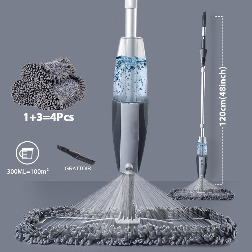Balai serpillère à spray magique avec tampons en micro fibre réutilisables, manche résistant à 360, outils de nettoyage pour la maison: les fenêtres, la cuisine, les sols en carrelage, en céramique ou en bois. - House Tools Store