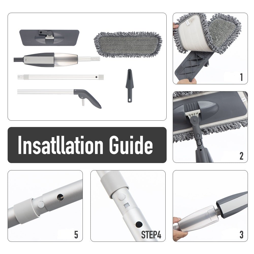 Balai serpillère à spray magique avec tampons en micro fibre réutilisables, manche résistant à 360, outils de nettoyage pour la maison: les fenêtres, la cuisine, les sols en carrelage, en céramique ou en bois. - House Tools Store