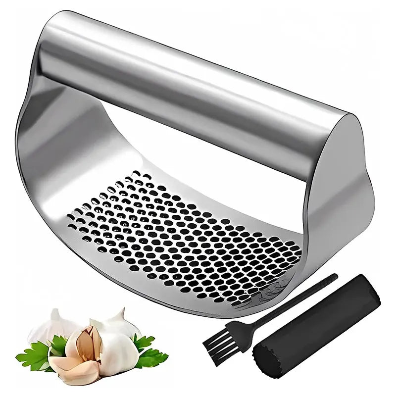 Presse à ail en acier inoxydable de la marque Stainless Steel, solide, efficace et sécurisée. Outil Manuel facile à utiliser, à nettoyer et à ranger. - House Tools Store