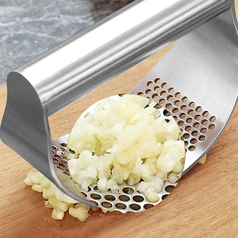 Presse à ail en acier inoxydable de la marque Stainless Steel, solide, efficace et sécurisée. Outil Manuel facile à utiliser, à nettoyer et à ranger. - House Tools Store