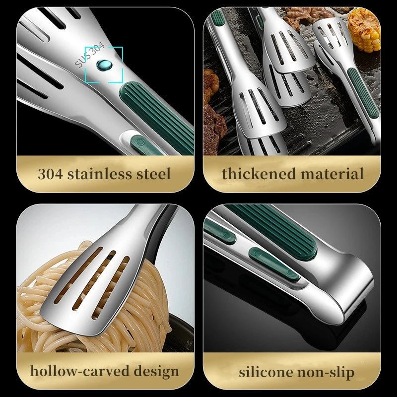 Pinces de cuisine coordonnantes en acier inoxydable 304, 7, 9, 12 pouces, accessoires de cuisine, gril, barbecue, salade - House Tools Store