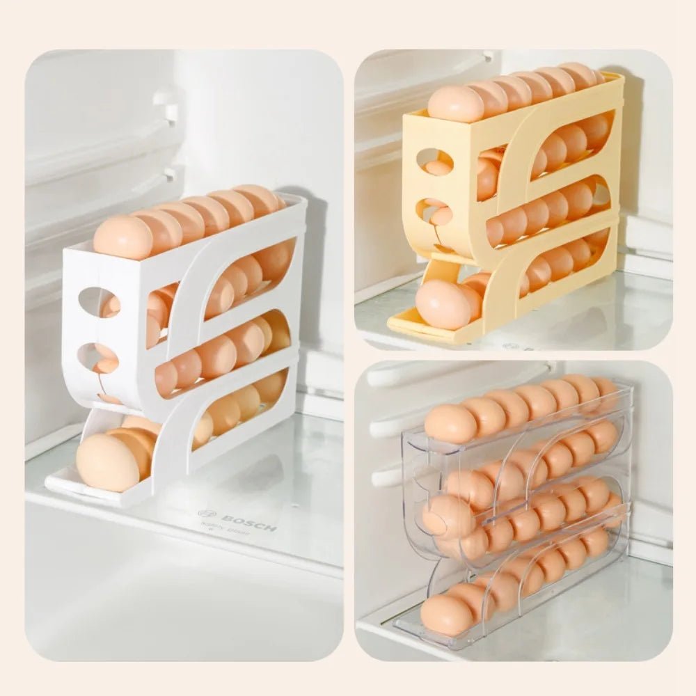 Rouleau à œufs automatique de grande capacité, distributeur d'oeufs, 3 couches, 4 couches, organisateur René dédié à la cuisine domestique, gain de place T1 - House Tools Store